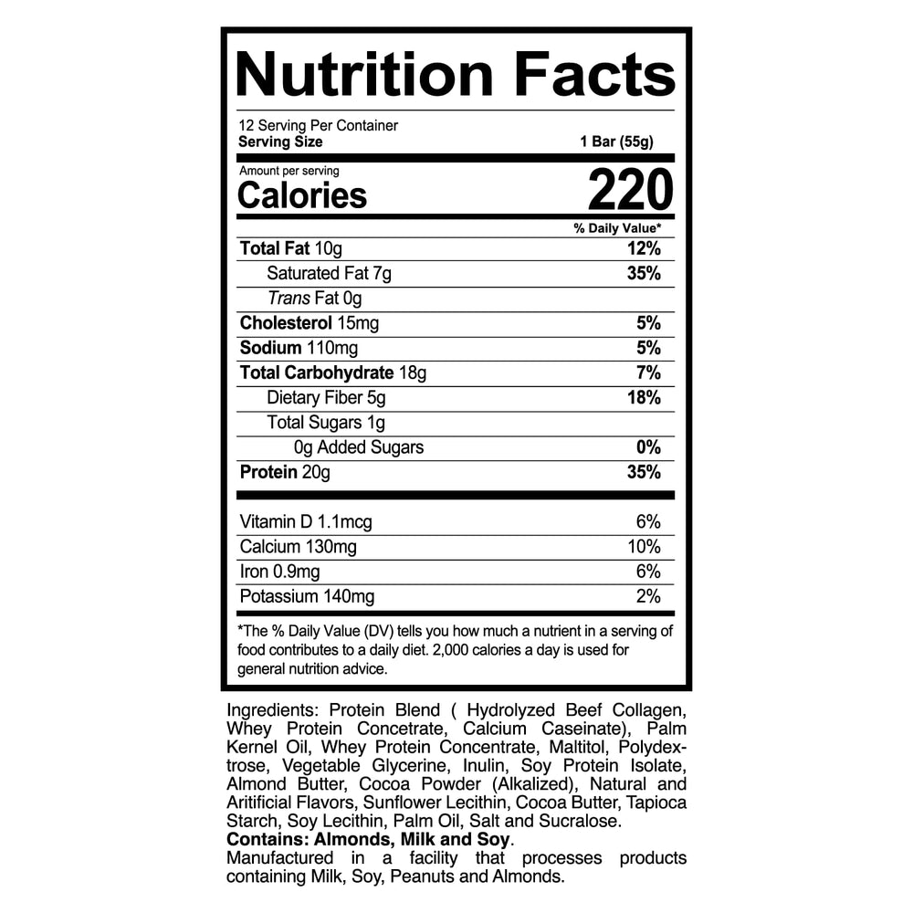 REDCON1 MRE Bar nutrition label shows high protein content