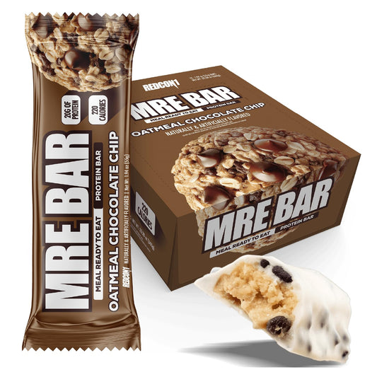 REDCON1 MRE Bar packaging highlights a high-protein breakfast option for on-the-go meals.