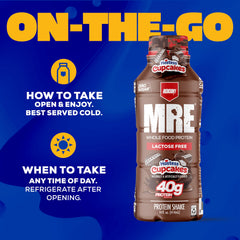 REDCON1 MRE Hostess Cupcakes nutrition info highlights 40g whole food protein per serving.