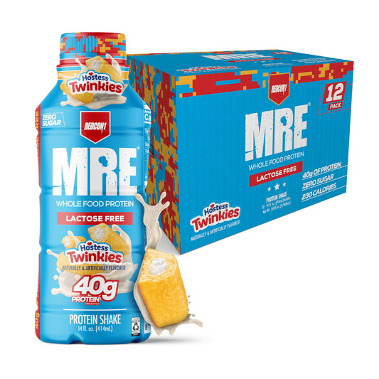 REDCON1 MRE Hostess Twinkies bottle: lactose-free protein for on-the-go fueling.