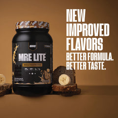 REDCON1 MRE LITE 1g carb per serving visual supports low-carb meal planning.