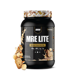 REDCON1 MRE LITE banana nut bread packaging highlights lactose-free meal option for busy mornings.