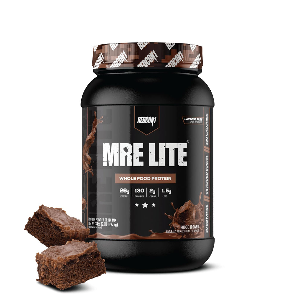 REDCON1 MRE LITE bottle pour, lactose-free protein for easier digestion.