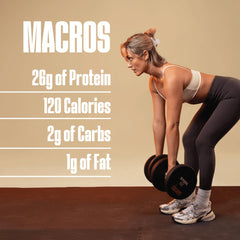REDCON1 MRE LITE label close-up highlights 120 calories and 26g protein.