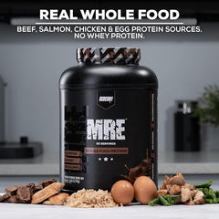 Redcon1 MRE Blueberry Cobbler shake in glass, tasty workout fuel