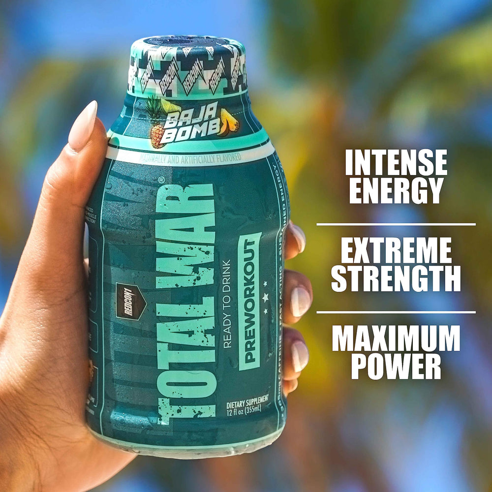 Redcon1 Total War RTD citrulline-malate 6g visual supporting training pumps.