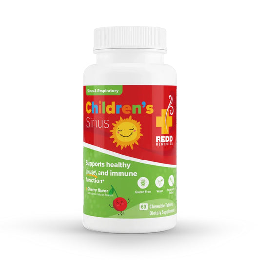 Redd Remedies Children's Sinus Support bottle shown for easy daily use and routine integration.