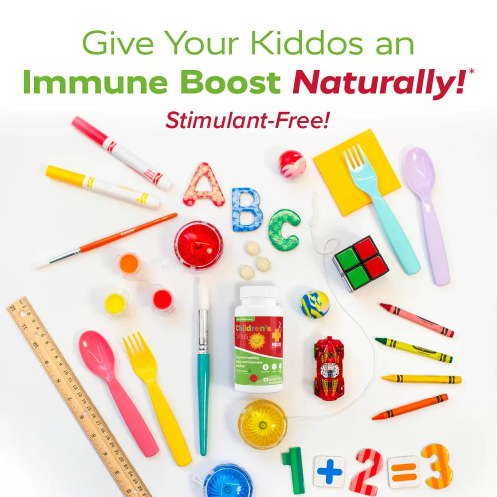 Chewable tablets with cherry flavor appealing to children during daily routines.