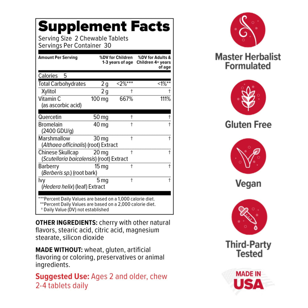 Close-up of chewable tablets highlighting kid-friendly size and texture.