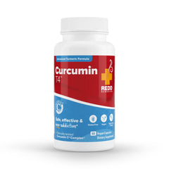 Redd Remedies Curcumin T4 bottle with gluten-free turmeric formulation.