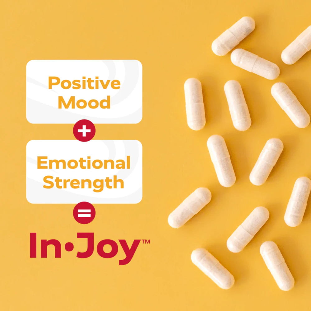 Redd Remedies In Joy label close-up featuring 5-HTP and herbs for emotional balance.