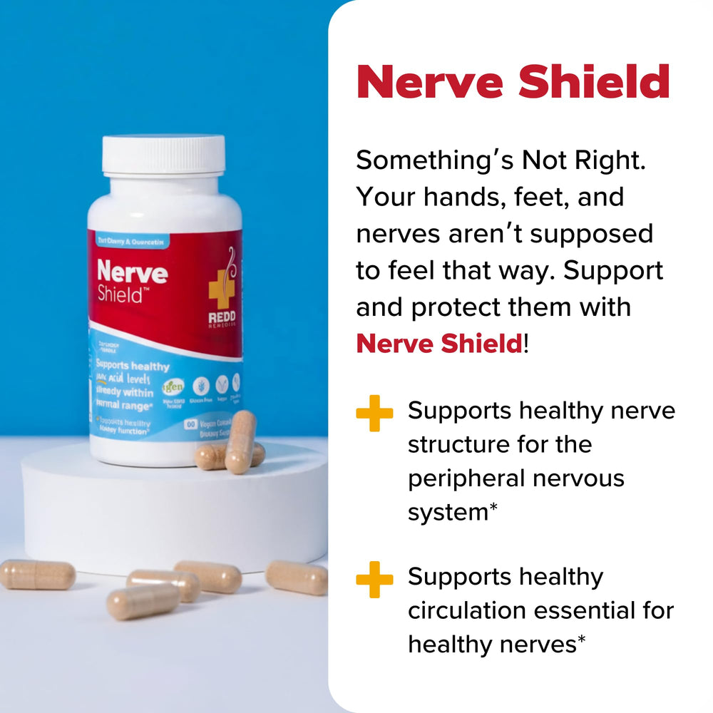 Redd Remedies Nerve Shield packaging suggests immune and circulation support