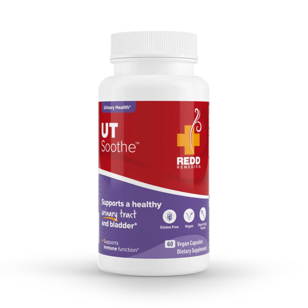 Redd Remedies UT Soothe bottle label promoting urinary tract health.