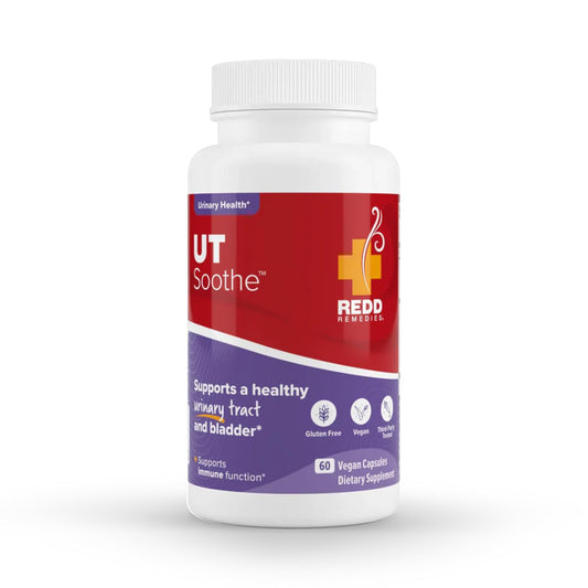 Redd Remedies UT Soothe bottle label promoting urinary tract health.