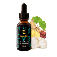 Redmint Lion's Mane tincture bottle for brain support and daily focus