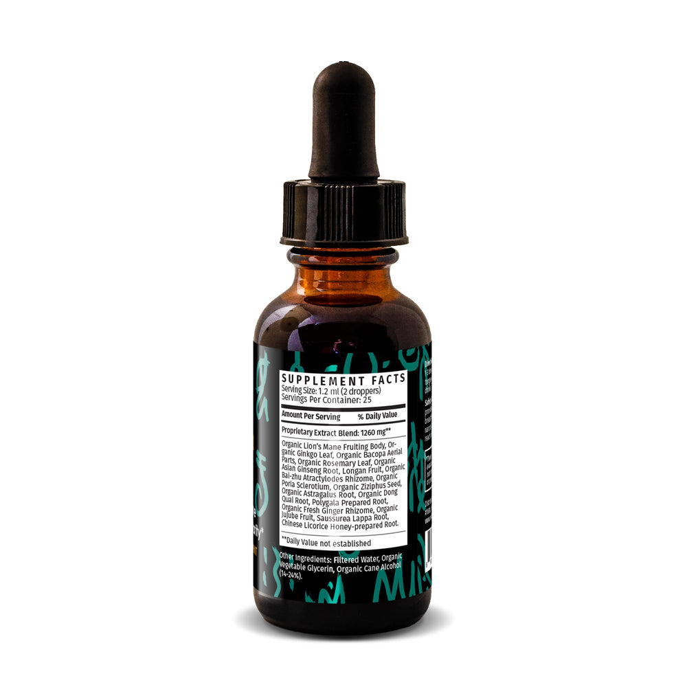 Redmint Lion's Mane tincture pour for easy dosing and clarity