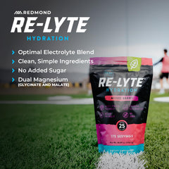 REDMOND Re-Lyte powder dissolving in water for quick hydration