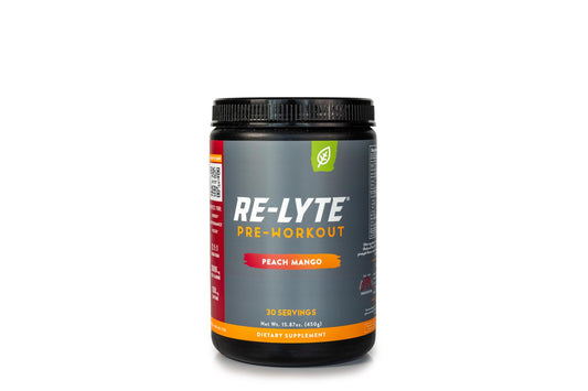 REDMOND Re-Lyte Peach Mango bottle highlighting hydration and flavor