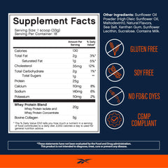 Reebok REEBUILD whey protein blend blends for fast recovery.