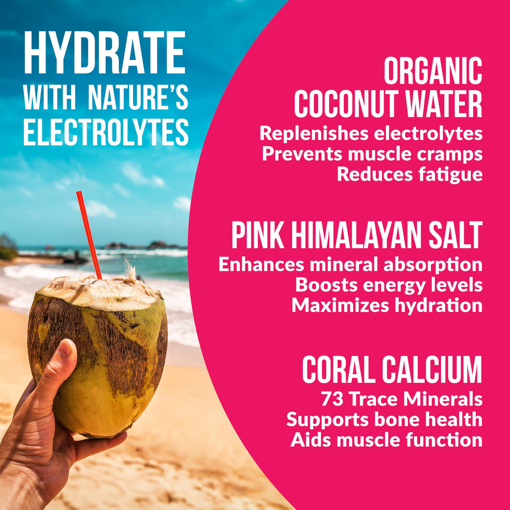 Close-up of real fruit in Reef Replenish with raspberry, acerola, and lemon flavors.