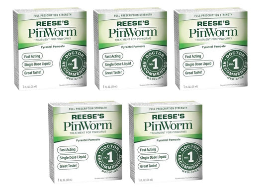 REESE'S PINWORM liquid bottle for easy family dosing.