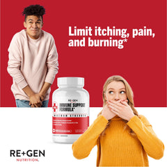 Re+Gen Nutrition capsules close-up highlighting easy-to-swallow form.
