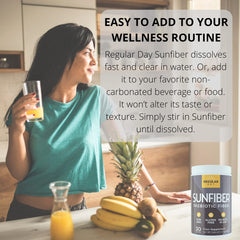 REGULAR DAY Sunfiber package front highlights the simple, single-ingredient formula.
