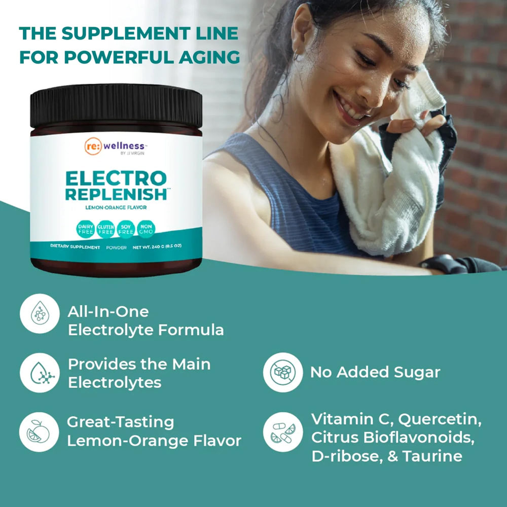 ElectroReplenish powder dissolving in water for a clean, flavorful drink.