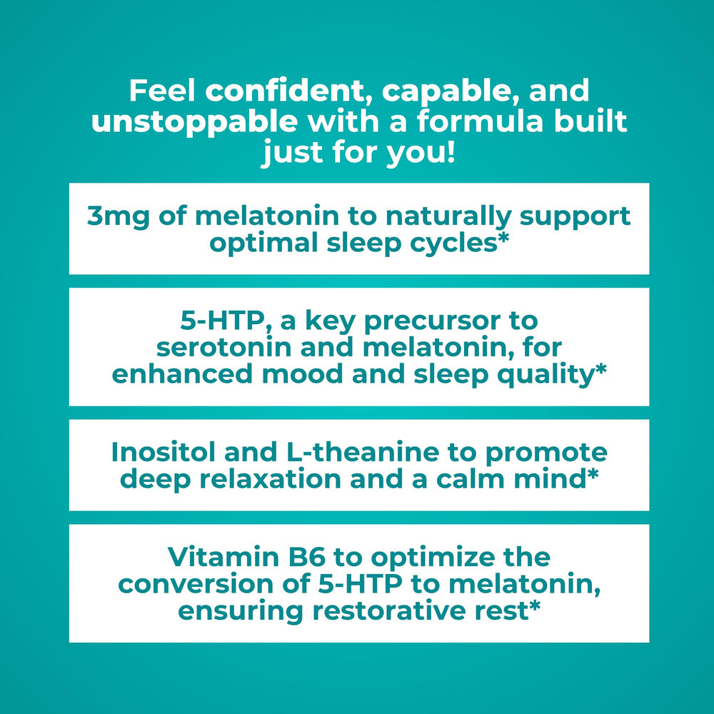 Melatonin ingredient depiction for nightly relaxation support