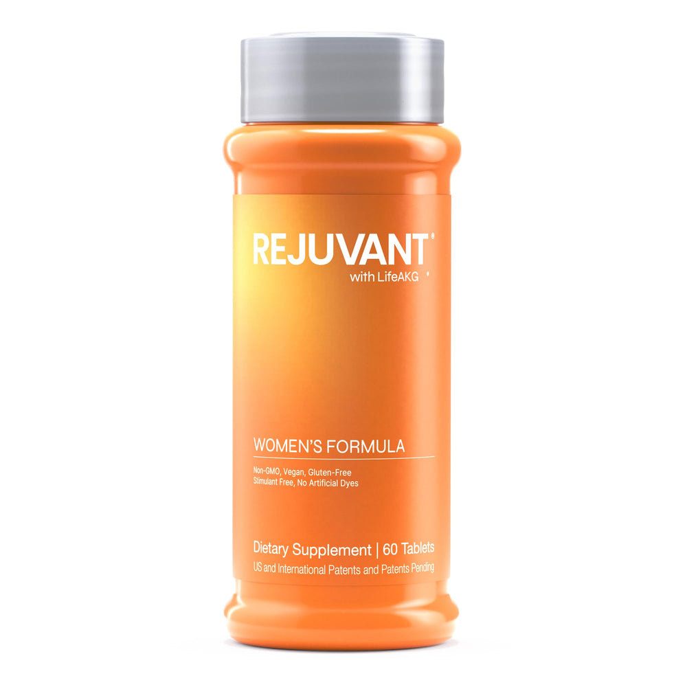 Rejuvant Women's AKG Longevity bottle pour supports daily vitality with a high-purity formula.