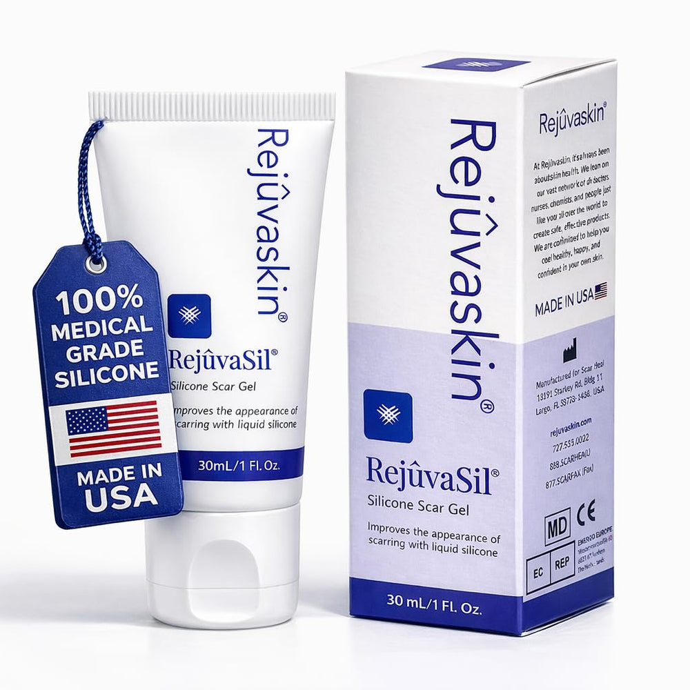 RejuvaSil bottle for daily scar care and easy application.