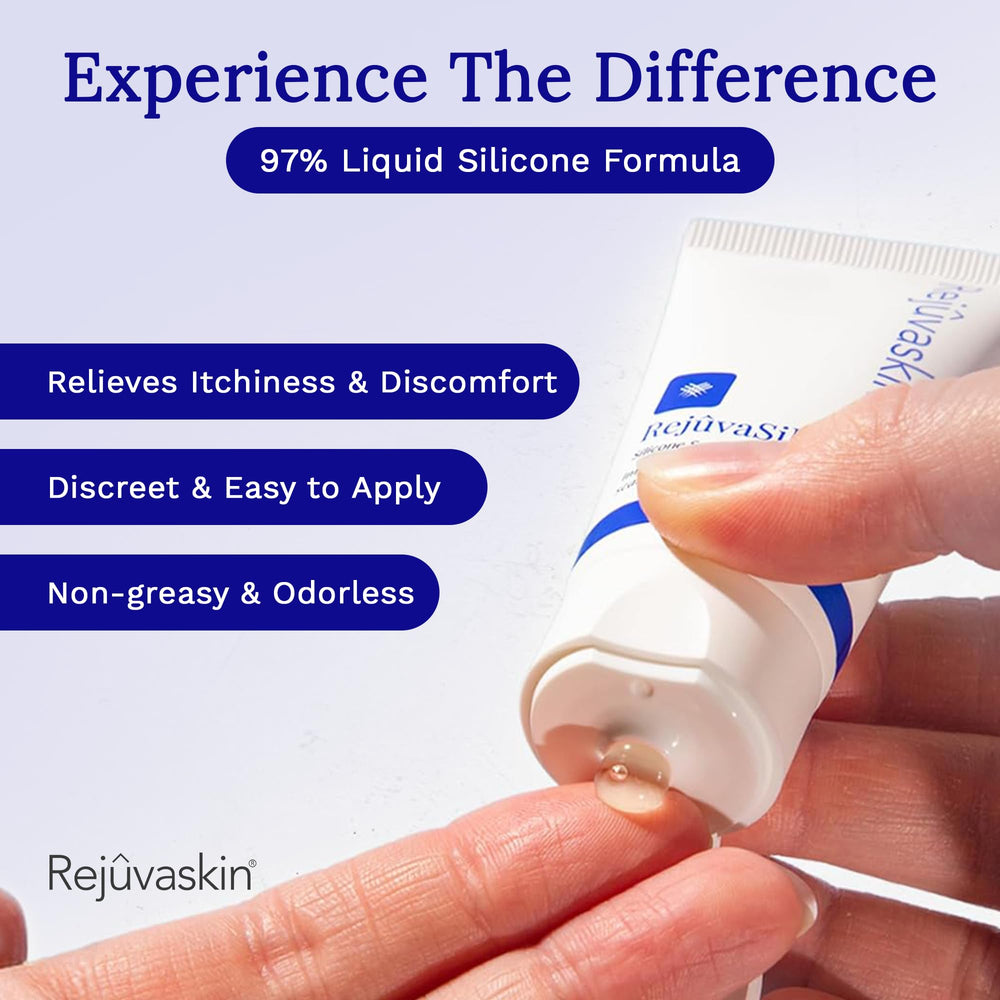 Scar on face and body shown with RejuvaSil for smoother texture.
