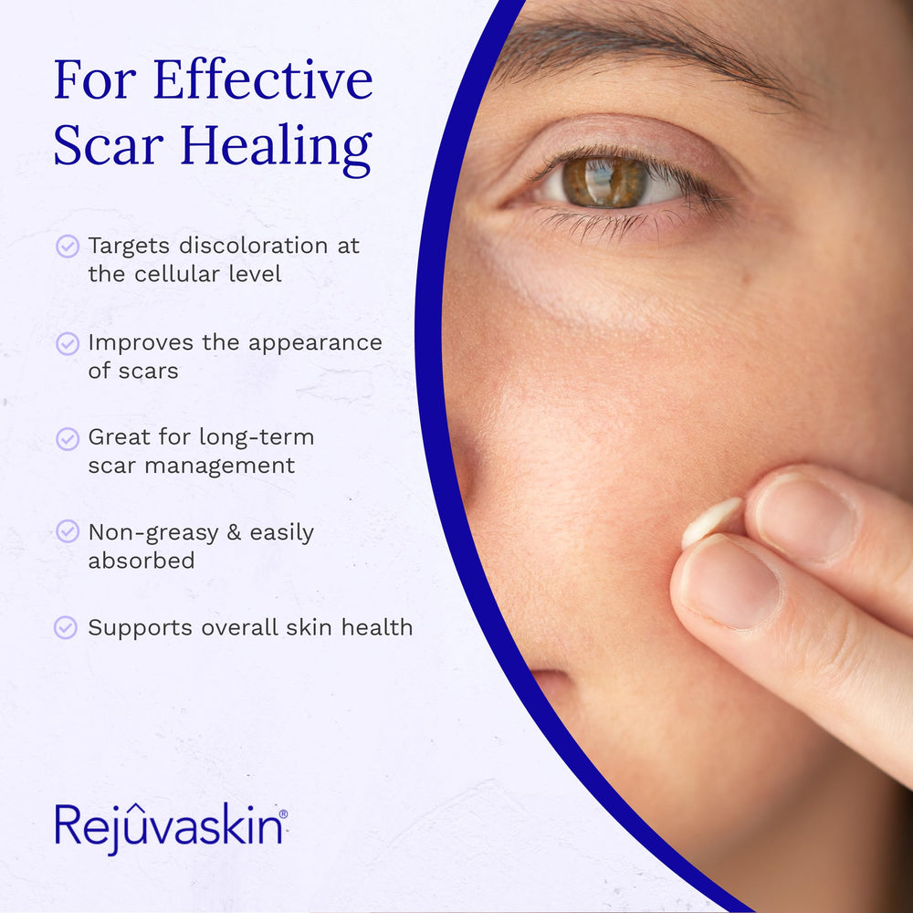 RejuvaSil gel on acne scar area to improve texture and tone