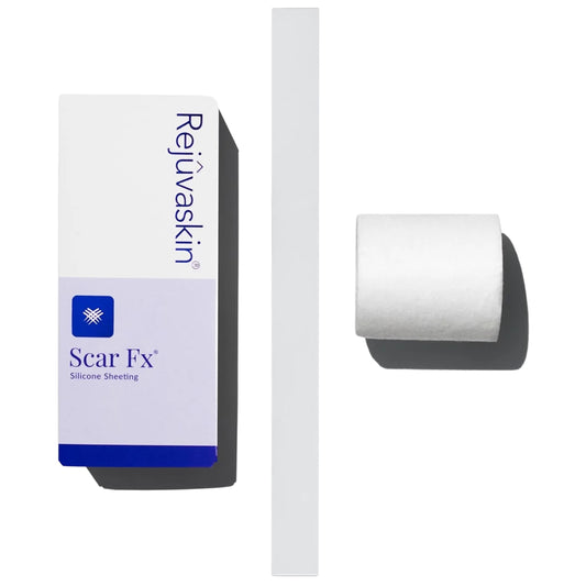 Rejuvaskin Scar Fx sheet on a healing long scar, discreet and conforming