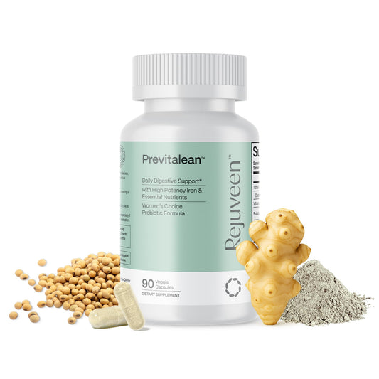 Rejuveen Previtalean bottle pour shows daily dosage for gut health support.