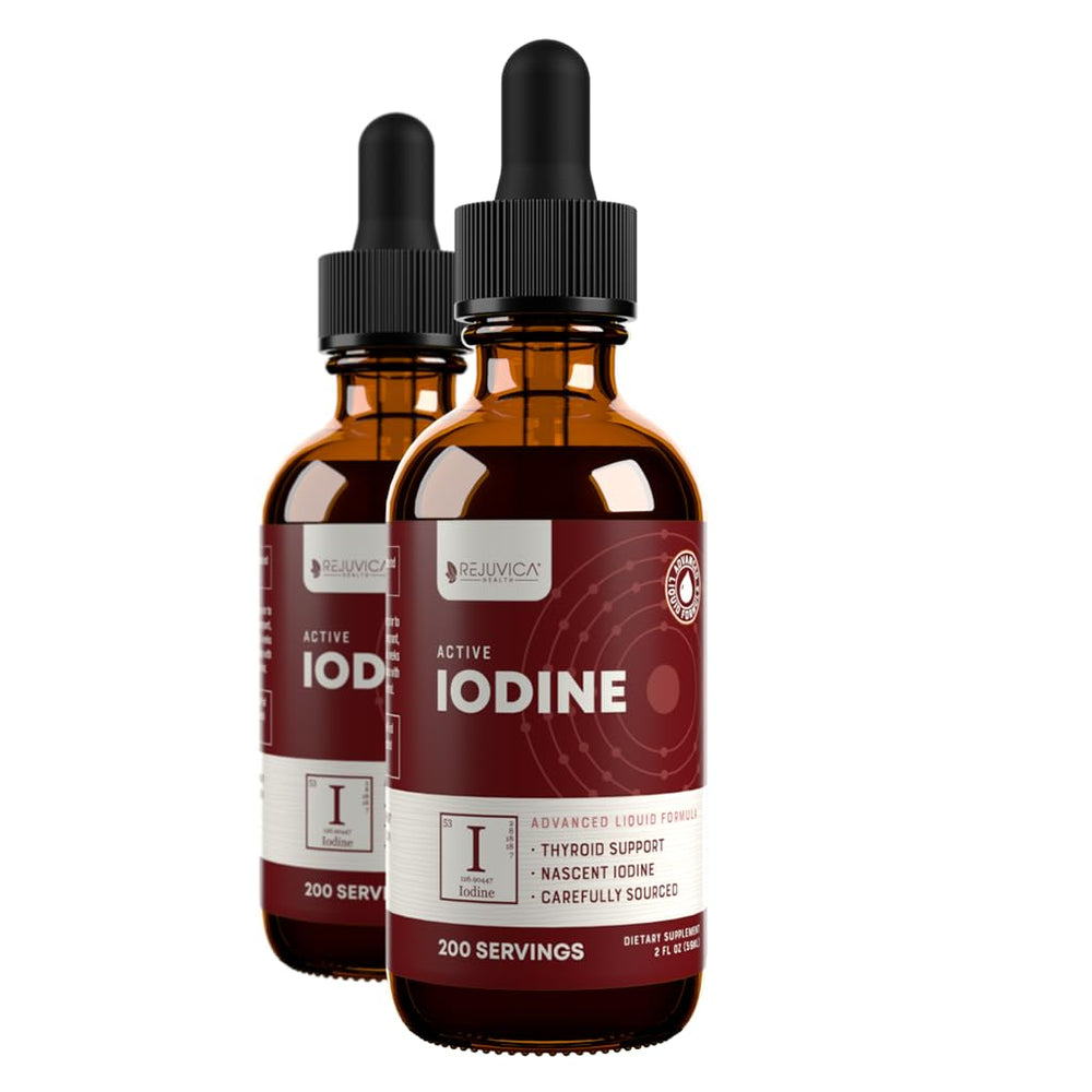 Rejuvica Active Iodine Nascent Drops bottle showing liquid delivery for energy support