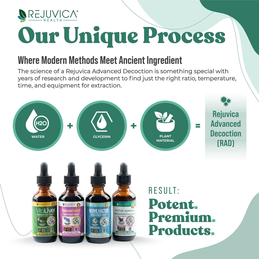 Rejuvica Health Active Adrenal label close-up featuring Ashwagandha, Holy Basil, Rhodiola.