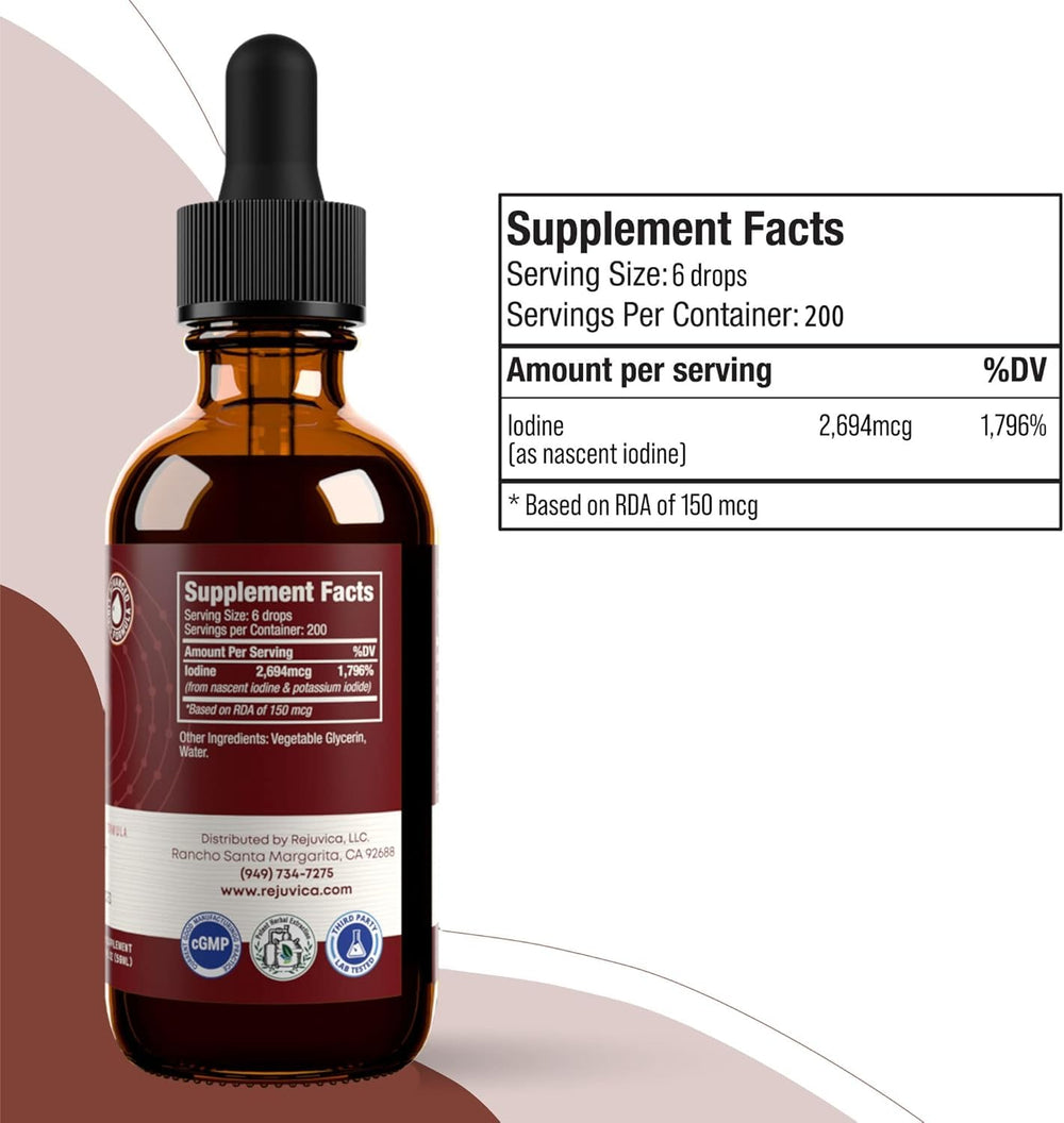 Rejuvica Health Active Iodine drops dispensing motion suggests convenient on-the-go supplementation.