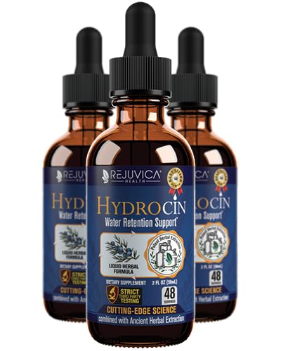 Rejuvica Health Hydrocin bottle pour demonstrating liquid delivery for hydration balance.
