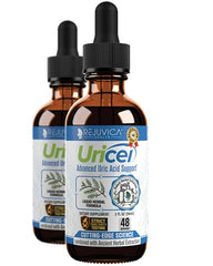 Rejuvica Health Uricel liquid bottle pour demonstrates quick absorption for daily use.