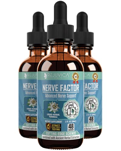 Rejuvica Health NerveFactor bottle closeup for easy daily, alcohol-free use