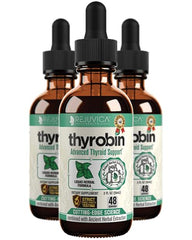 Rejuvica Thyrobin liquid bottle ready for convenient daily thyroid support.