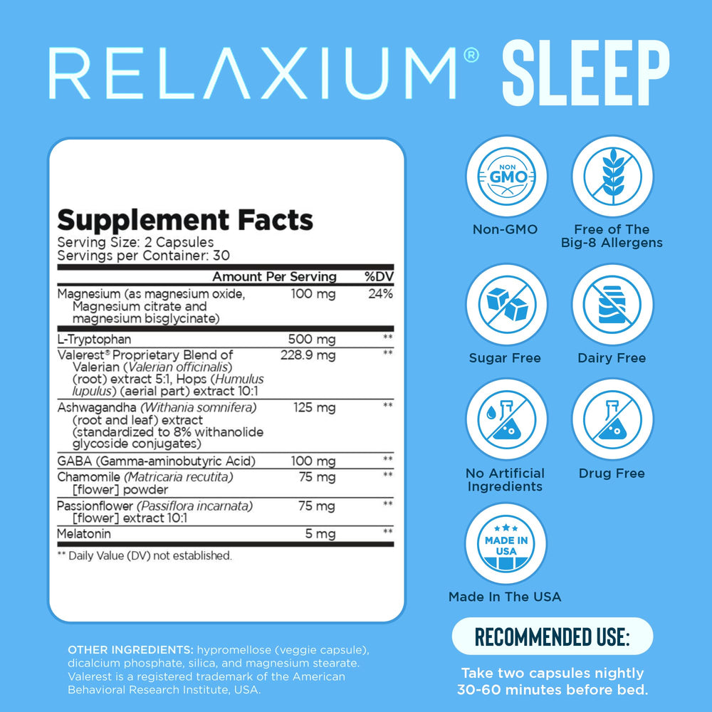 Relaxium Valerest ingredient featured for sleep support