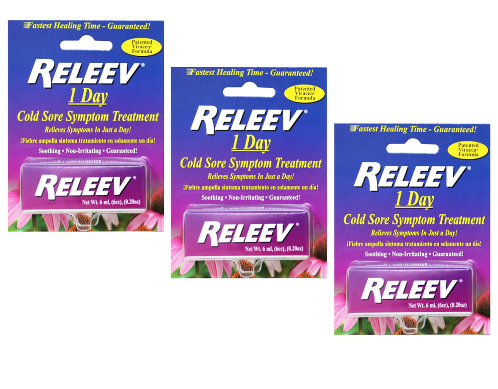 Releev pack3 box showing a 3 pack for on the go lip care
