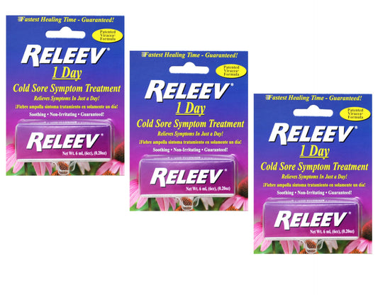 Releev pack3 box showing a 3 pack for on the go lip care