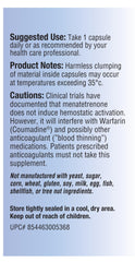 Relentless Improvement vegan capsules closeup highlighting vegan, soy-free formula.