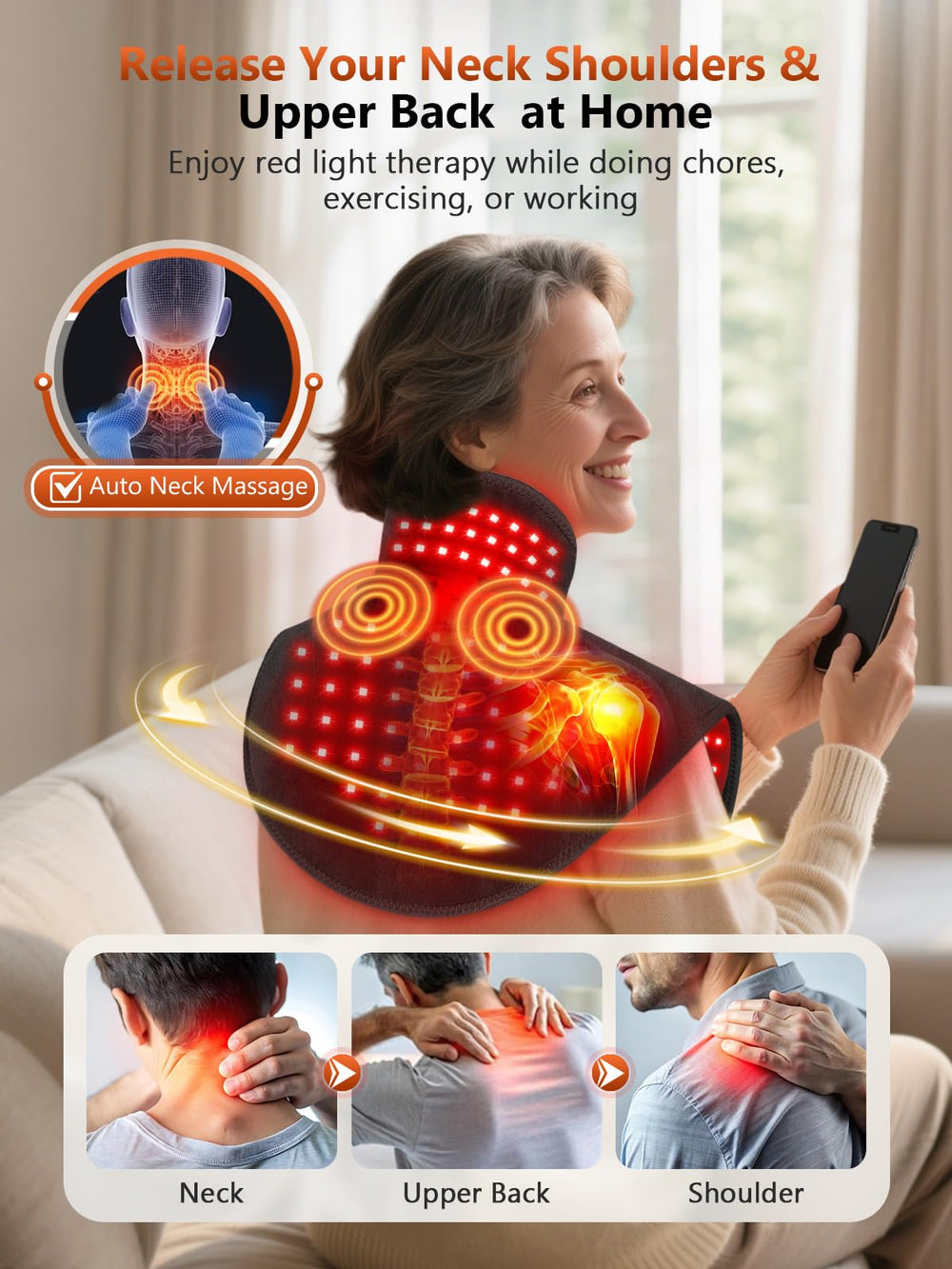 RELEXNOW multi-mode control panel enabling customizable light and massage sessions.