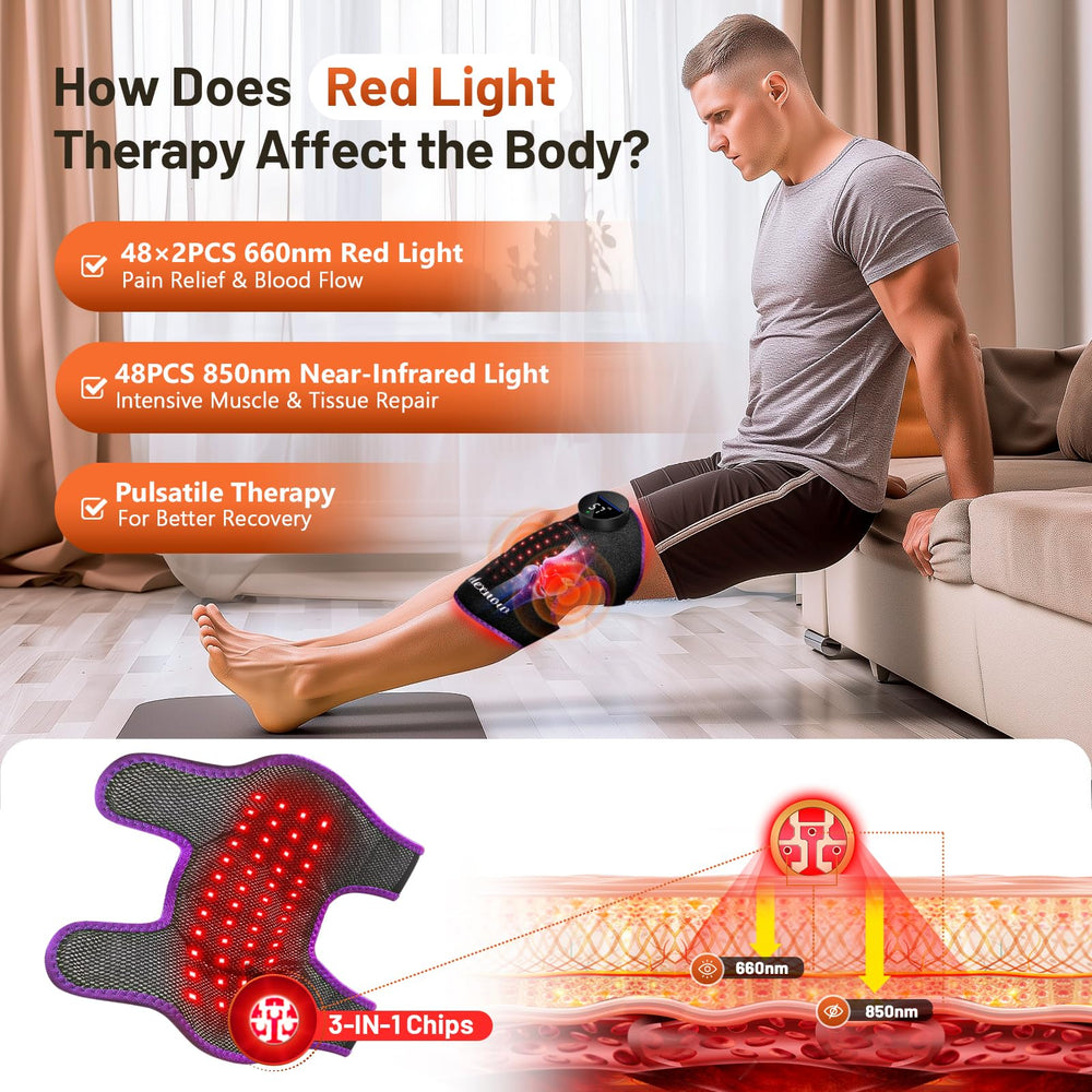 RELEXNOW knee massager side view showing compact cordless design.
