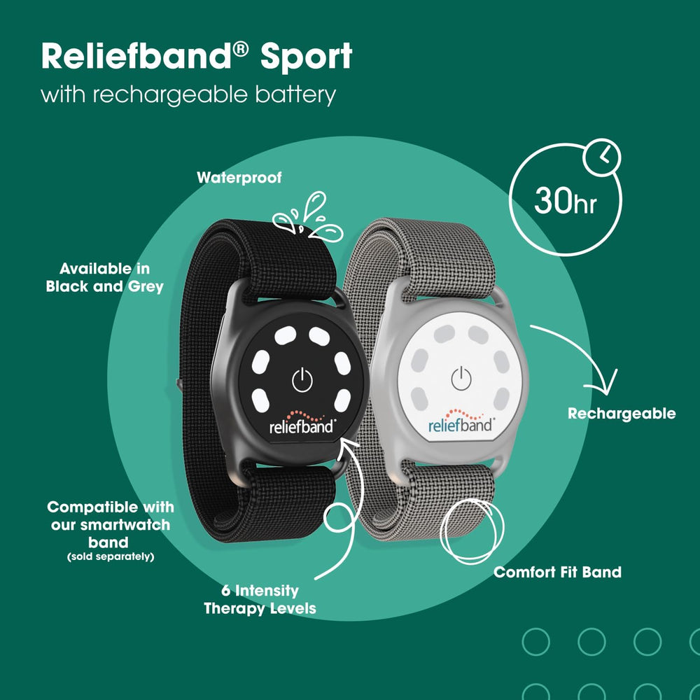 Reliefband Sport packaging box ready for on-the-go relief.