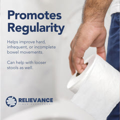 Relievance heart-energy graphic emphasizes beta-glucan and flaxseed in the formula